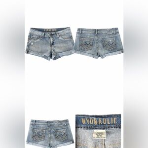Y2K lowrise Hydraulic Blue Jean Shorts Sz 13/14